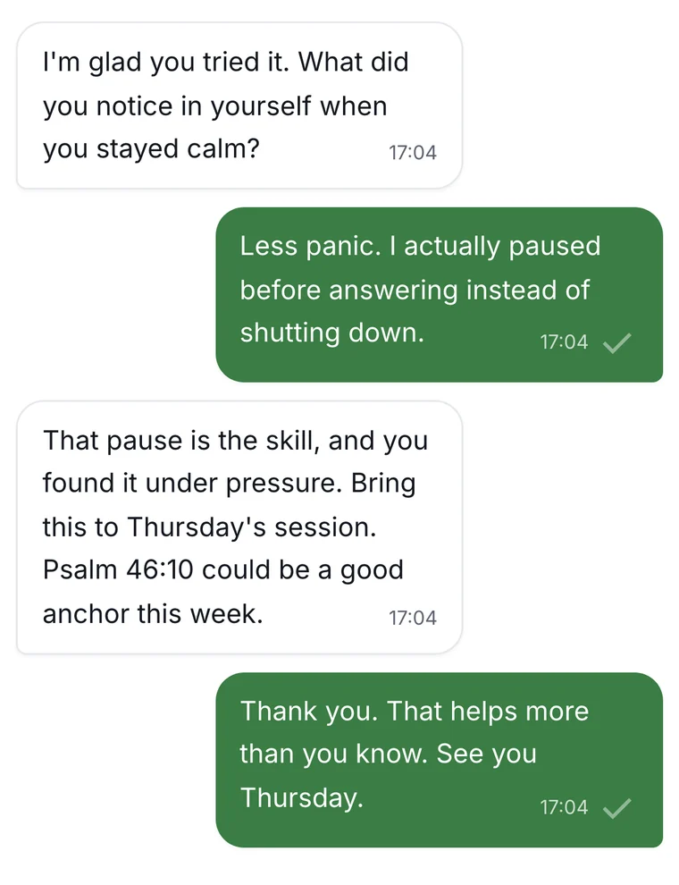 GodlyNow messaging room with a counsellor